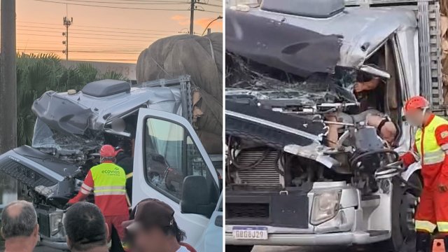 Colis�o entre carreta e caminh�o deixa um ferido na BR-101, em Linhares