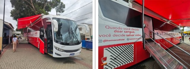 Novo �nibus do HEMOES coleta 67 bolsas de sangue durante campanha em Nova Ven�cia