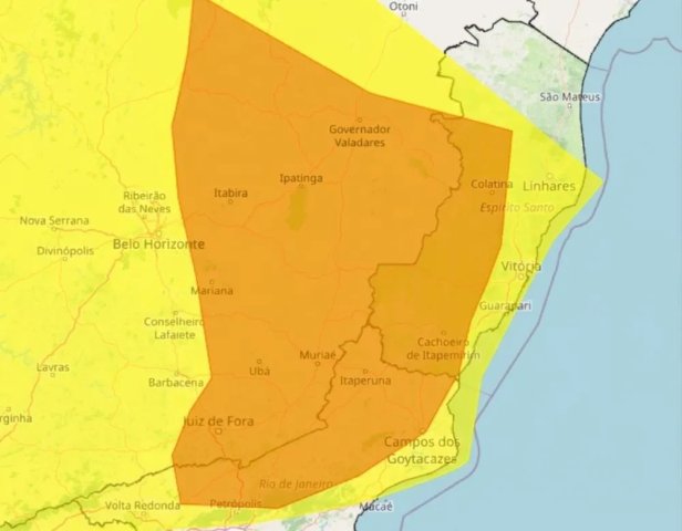 Alerta Laranja: 54 cidades do Esp�rito Santo entram na rota de chuvas intensas