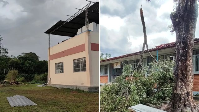 Temporal com granizo danifica escola e planta��es em �guia Branca