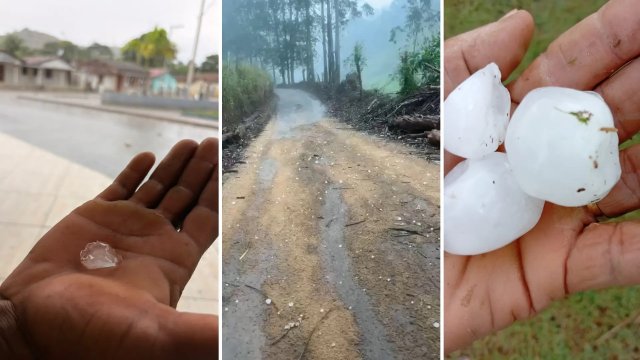 Chuva de granizo surpreende moradores da zona rural de Ecoporanga