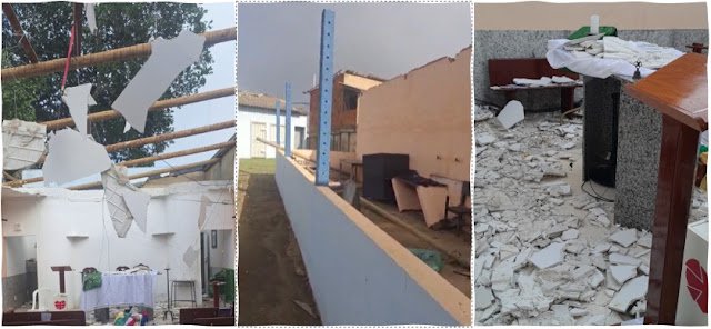 Comunidade Santa Emilie no bairro Aeroporto II, mobiliza fi�is para reconstru��o de igreja atingida por temporal