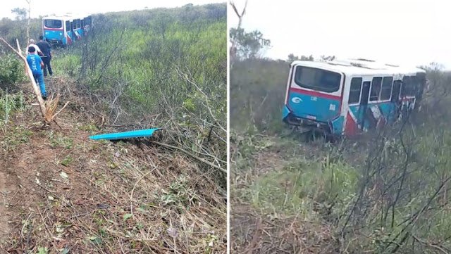 Motorista passa mal, �nibus com 35 passageiros sai pista e deixa sete feridos em Aracruz